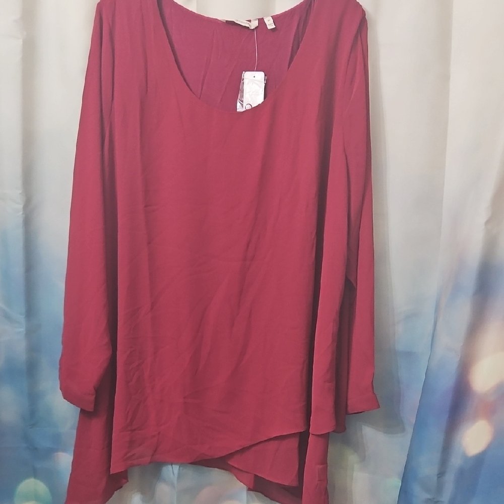 Soft Surroundings Shear Covered Button Sleeve Tunic with Rose Layering 2XL NWT